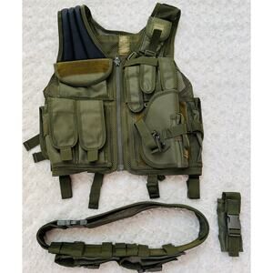 Valken Tactical Adult Crossdraw Airsoft Paintball Olive Green Vest Sz Medium